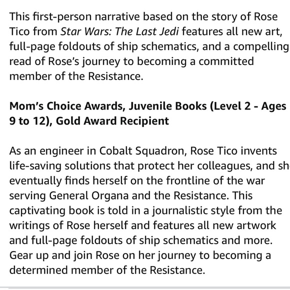 🔥 5/$25 Disney’s Star Wars The Last Jedi Rose Tico: Resistance Fighter HB Book - Picture 6 of 9